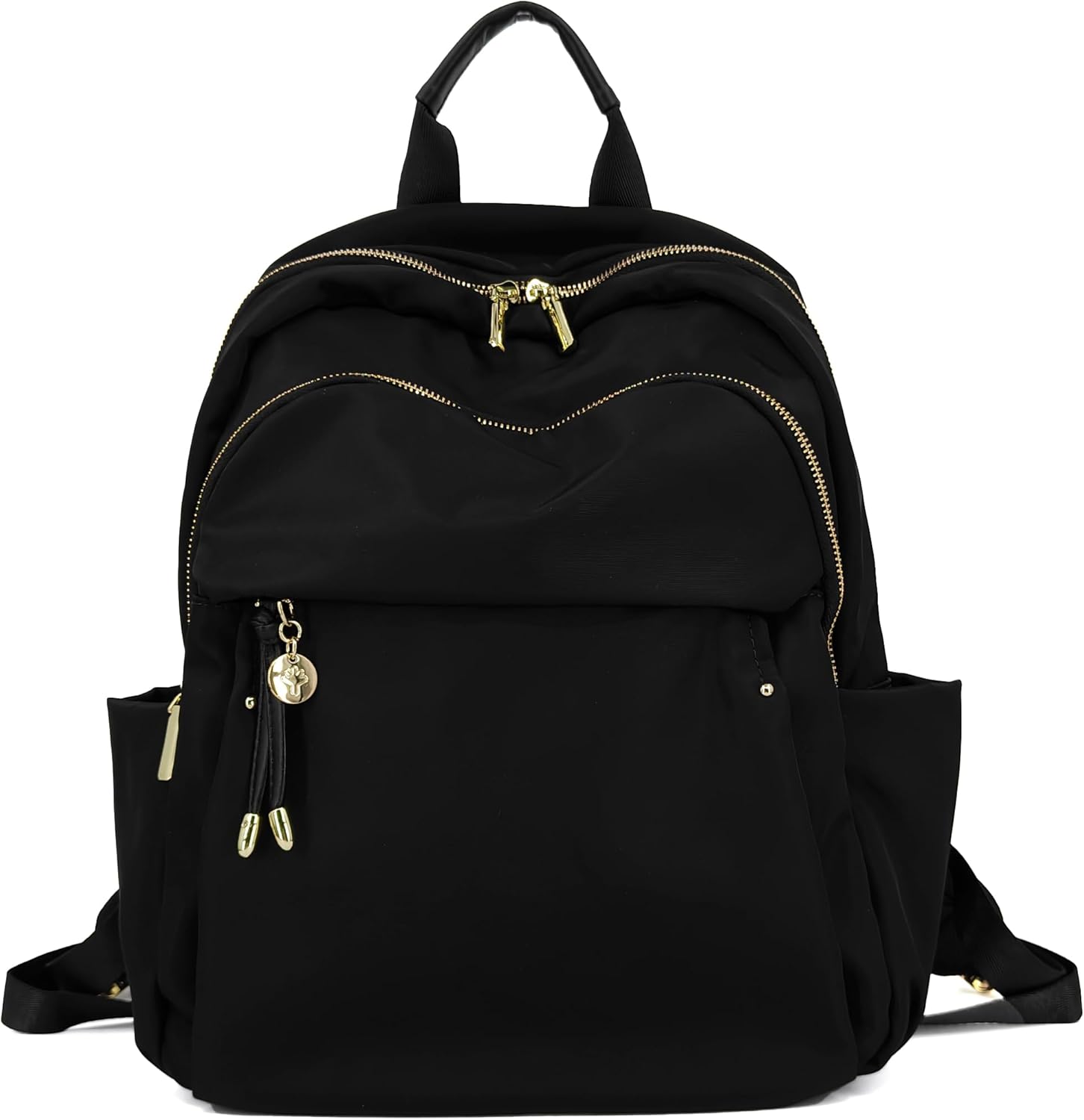 Medium Backpack Purse for Women, Fashion Nylon Daypack with Gold Hardware, Lightwei...