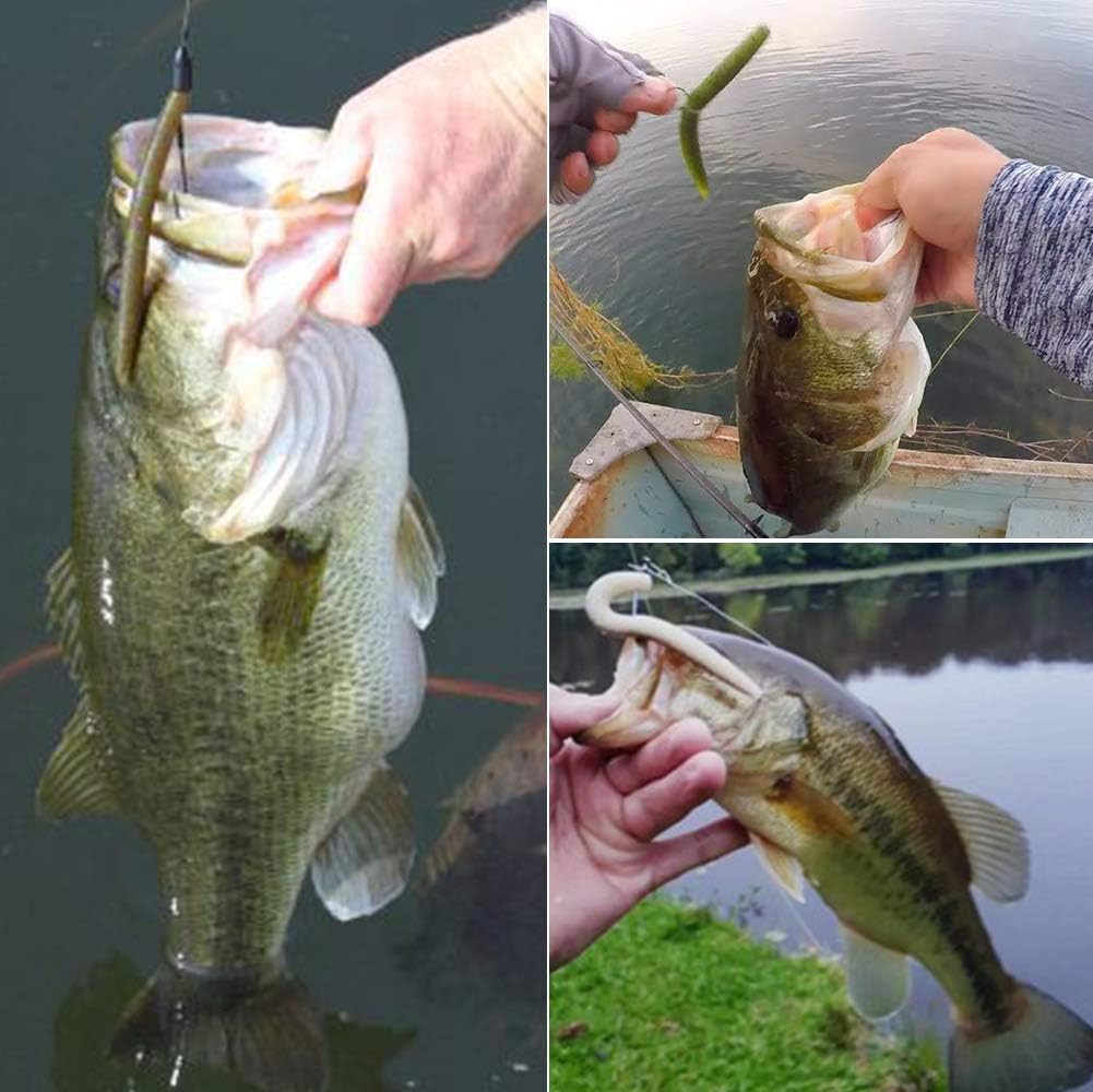 Wacky-Worms-Bass-Fishing-Lure-Kit-Wacky-Rig-Worms-Soft-Plastic-Stick-Baits3 4" 5" 6 inch