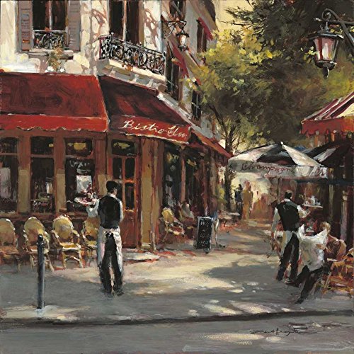 Affiche sur toile encadrée Bistro Serveurs paysage européen 87x87