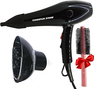 Turbo Plus Profesyonel Saç Kurutma Makinesi 2500W – Güçlü AC Motor, 3 Kademeli Isı Ayarı, Soğuk Hava Özelliği, Fön Gagası ve Tarak Başlık Dahil, Kuaför Tipi Fön Makinesi, Model 3700