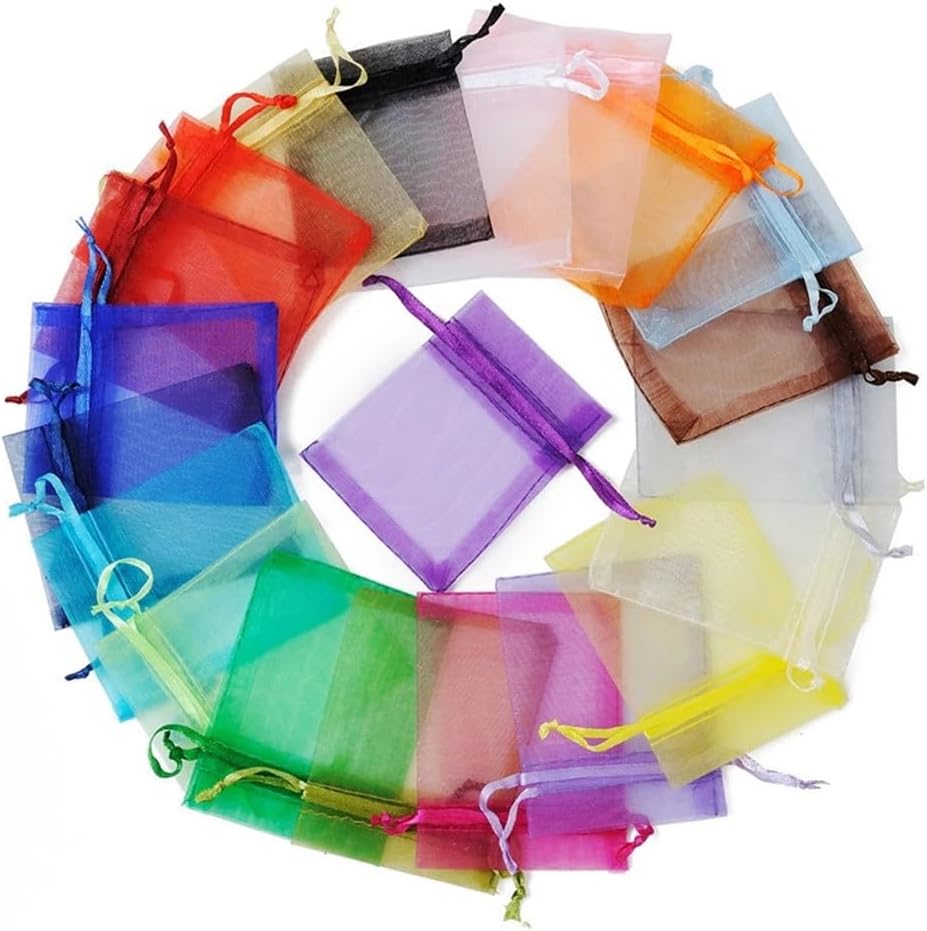 Hamthuit 50 Pcs/Lot Drawstring Organza Bags Jewelry Packaging Bags Candy Wedding Gifts Pouches