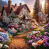 GXGLLPZBY 5D Diamond Painting Kit for Adults Beginners,DIY House Flower Paint By Diamond Art Kits,Suitability Friends Full Round Drill Diamonds Dots Gem Art,Home Wall Decor 13.78x13.78 Inch