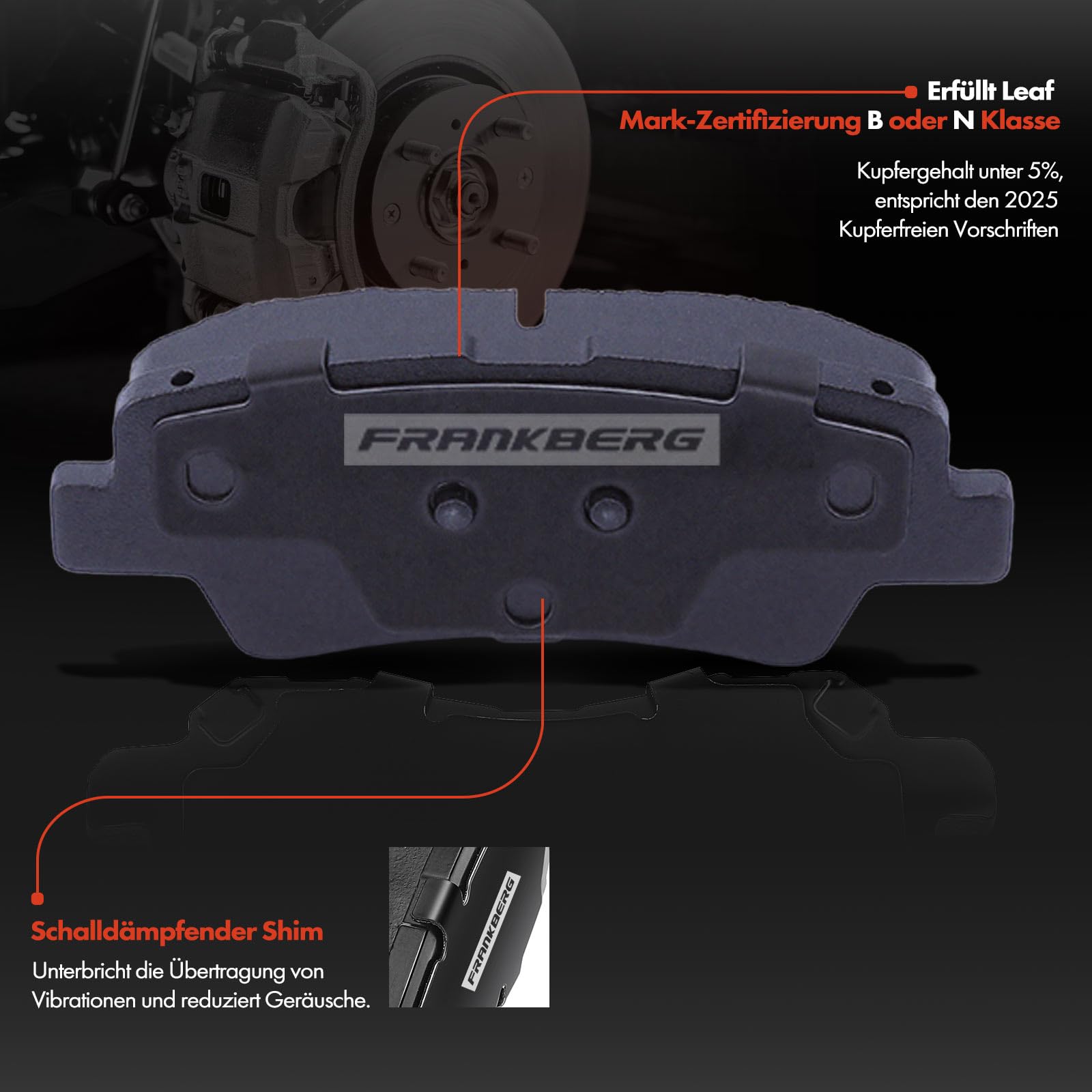 Frankberg Klocki hamulcowe tarcze hamulcowe kompatybilne z i10 2019-2025 Rear Brake Rotors + zestaw 2 par zamienników # 583021RA30