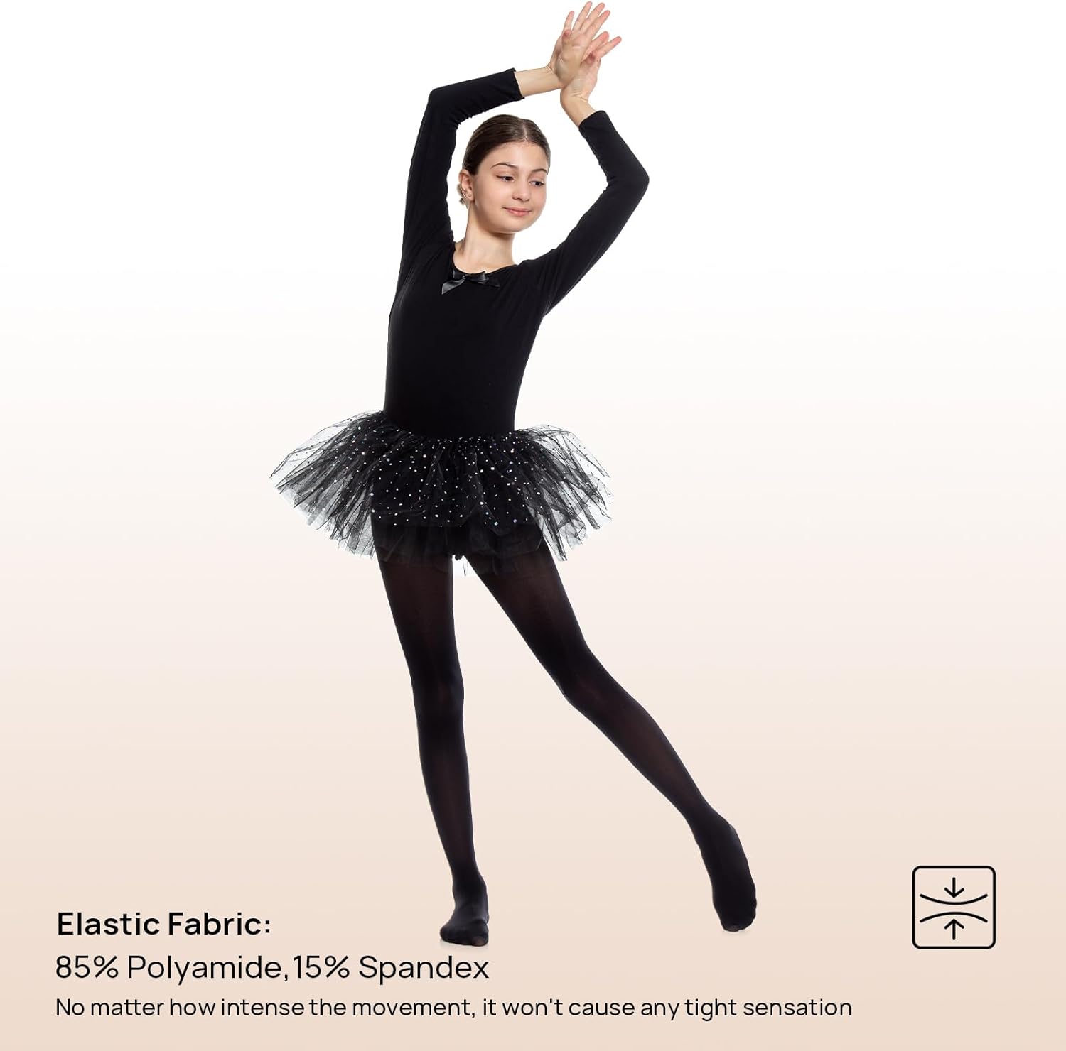 MANZI Womens Girls Solid Color Comfortable Convertible Ballet Tights 1-3 Pairs Pack - Image 4