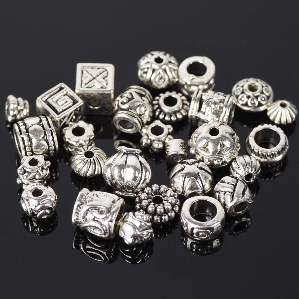 Lot De 30 Perles Entretoise "visage Homme" En Métal Argenté Tibétain - Style Antique - Environ 12x10mm