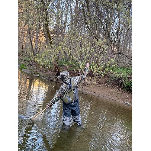 Aventik Fly Fishing Landing Wooden Nets Soft Rubber Mesh Ttout Net (Rectangular Head Clear Rubberized Net) #TOP6