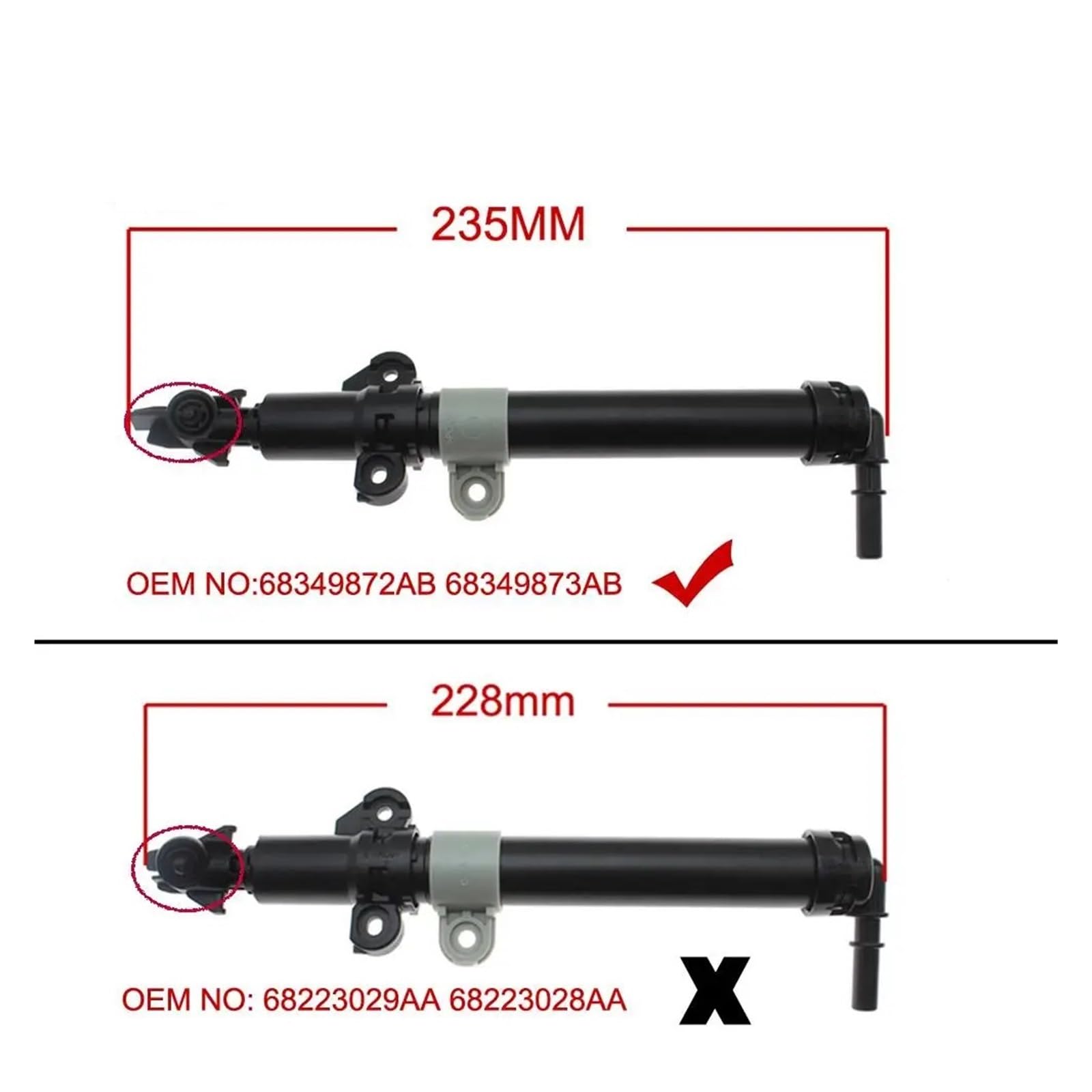 Boquilla lavaparabrisas delantero, Compatible for Jeep, Grand Cherokee 2016-2021 68349873AB 68349872AB Bomba pulverizadora de limpieza de faros Limpiador de faros en spray(Set)