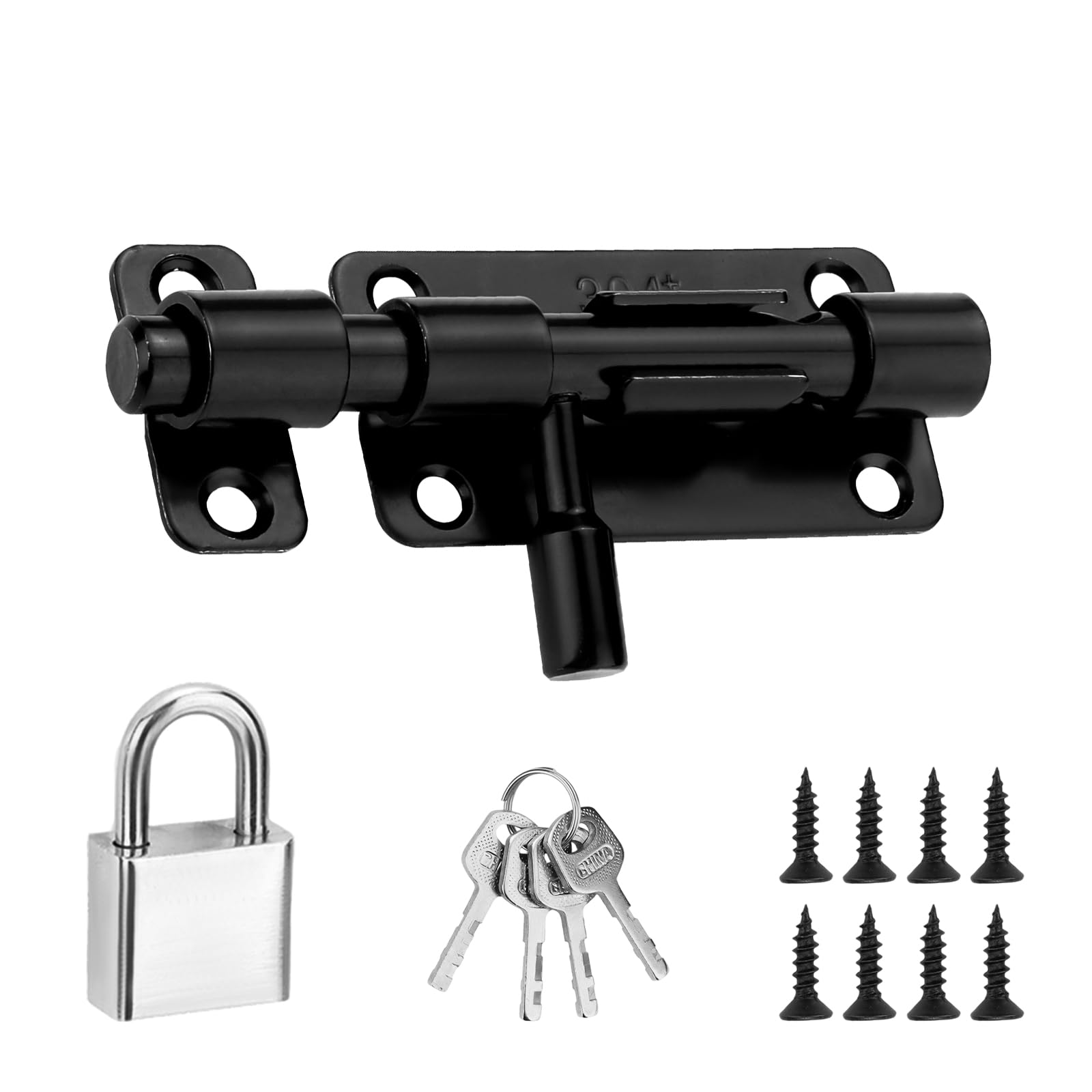 Loquet de porte à barillet pour clôture en bois et abri de jardin avec cadenas