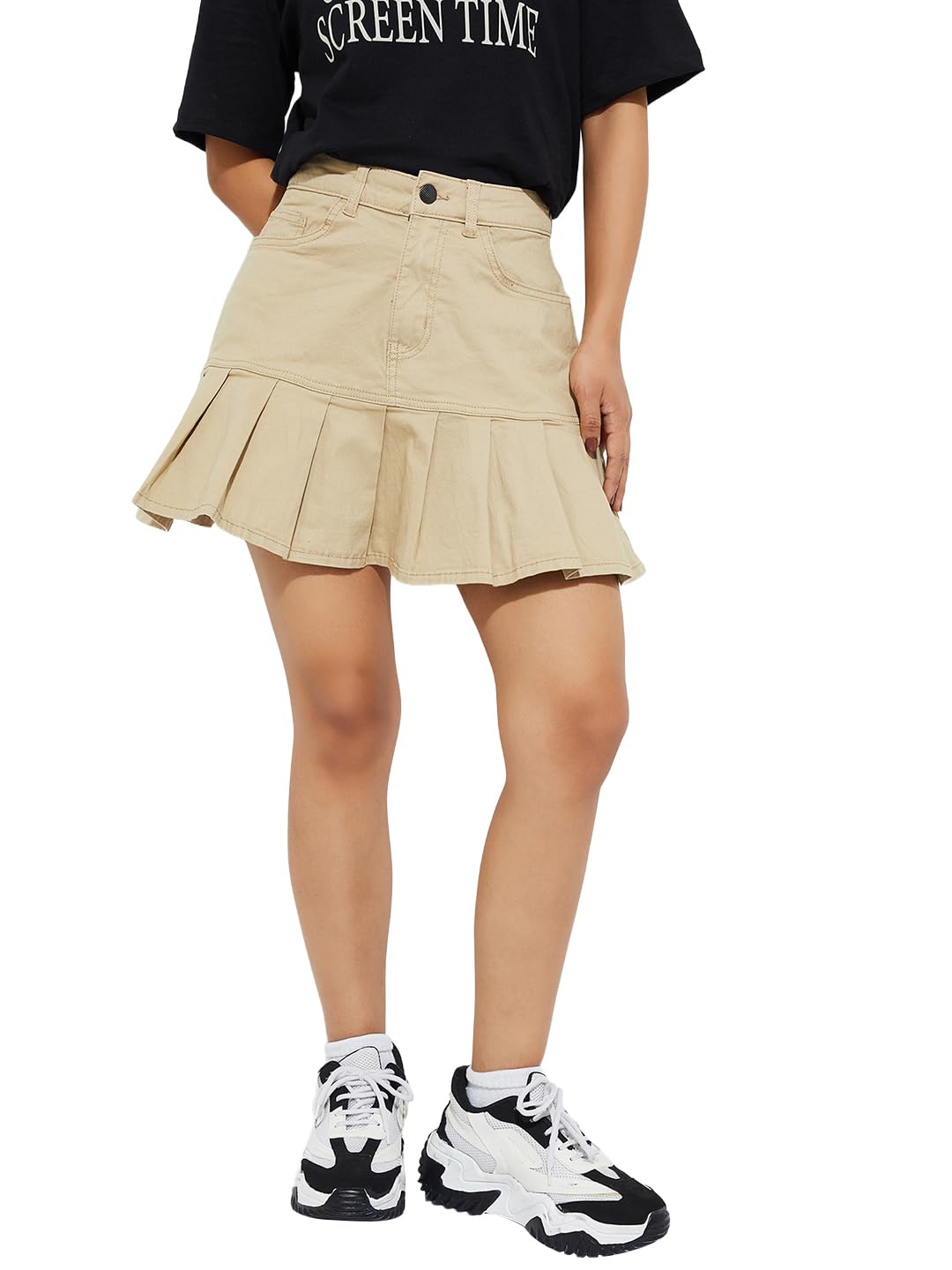 max Cotton Blend Western Skirt Beige-picture-19