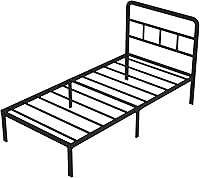 Vista 8 de Metal Platform Twin Bed Frames with Headboard, 14 Inch No Box Spring Needed Heavy Duty Steel Slat Mattress Foundation/Easy Assembly/Noise Free/Black
