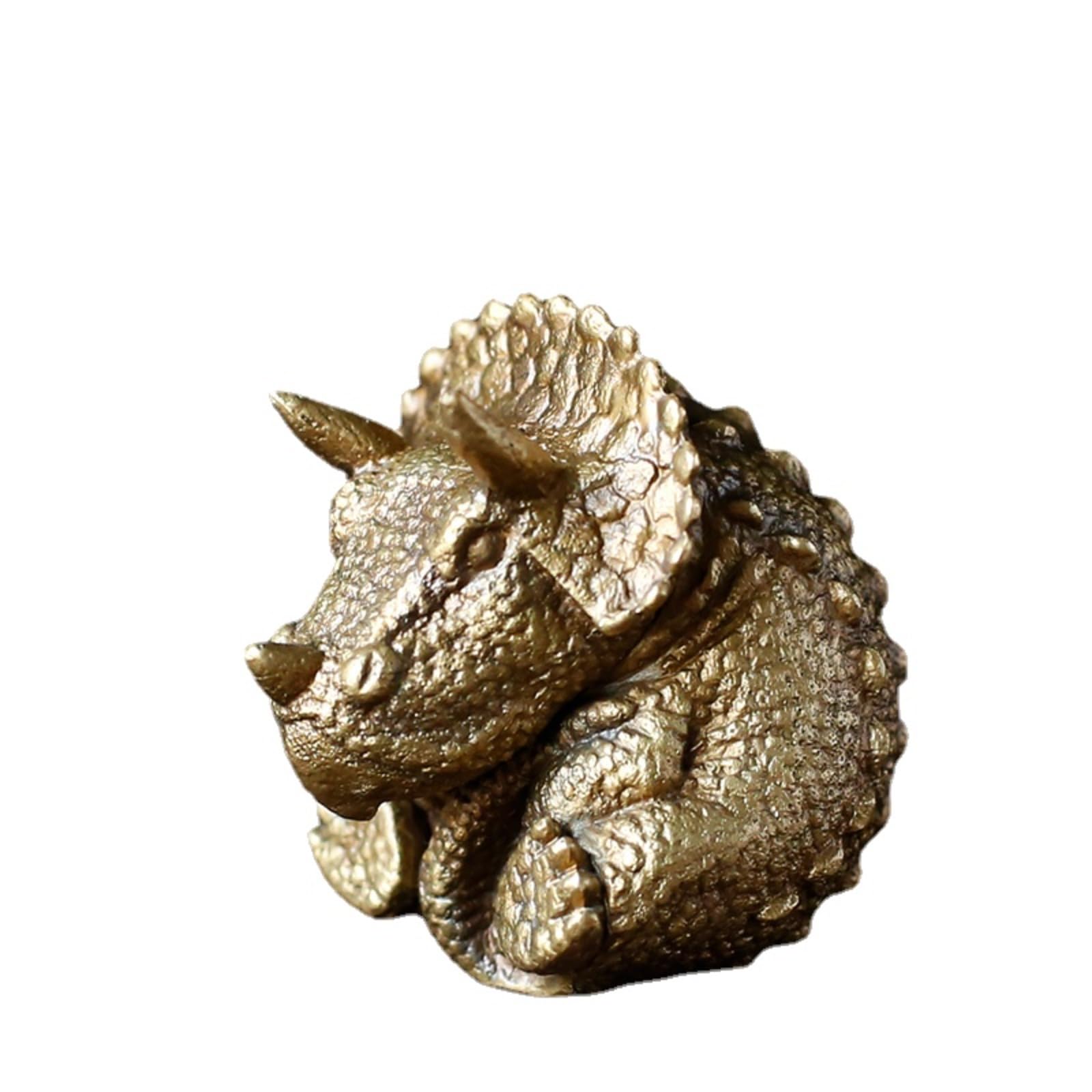 Mosiężne Figurki Dinozaurów Jurajskich, Figurki Triceratopsa, Kolekcja Rzemiosła, Biuro, Gabinet, Dekoracja Na Biurko, Bonsai, Mikrokrajobraz, Stół Z Piaskiem