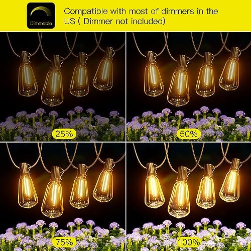 OHLUX String Lights for Outside,120FT Dimmable Outdoor String Lights with 62 Shatterproof ST38 LED Vintage Edison Bulbs,2200K Connectable Hanging Lights for Deck Porch Bistro Gazebos Balcony Garden - 3
