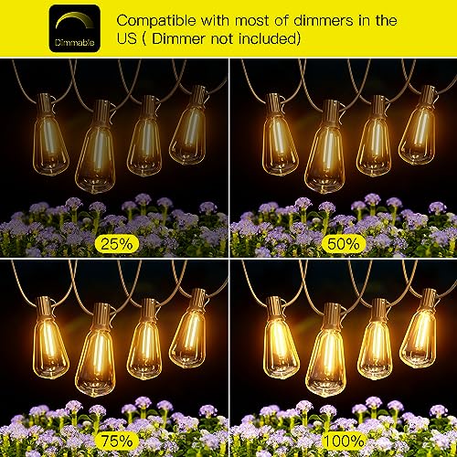 OHLUX Bistro String Lights Outdoor, 60FT Deck Lights with 32 Shatterproof ST38 Vintage Edison Bulbs, 2200K Warm Dimmable Connectable LED Light String for Outside Porch Yard Gazebos Balcony Garden - image 4