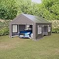 Thanaddo 13x20 ft Carport Heavy Duty with Roll-up Sidewall and Ventilated Windows with Removable Sidewalls,Outdoor Portable Garage for Car,Truck,Boat,Car Canopy,Gray Carports