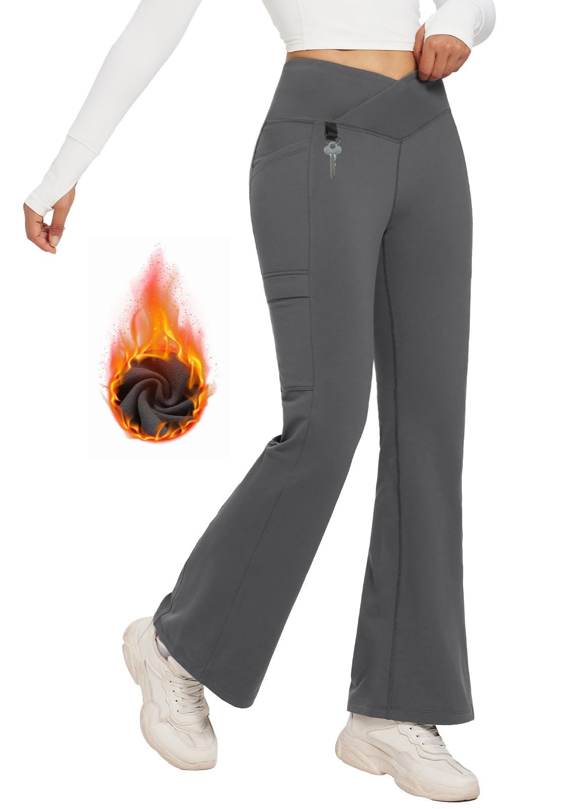 BALEAF Pantaloni da trekking da donna, impermeabili, antivento, termici, con tasche, primavera, autunno, XS-3XL