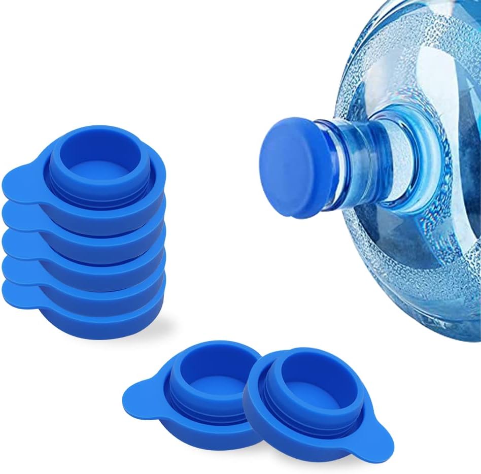 Feelers 5PCS 5 Gallon Water Jug Cap, Silicone Reusable Lid