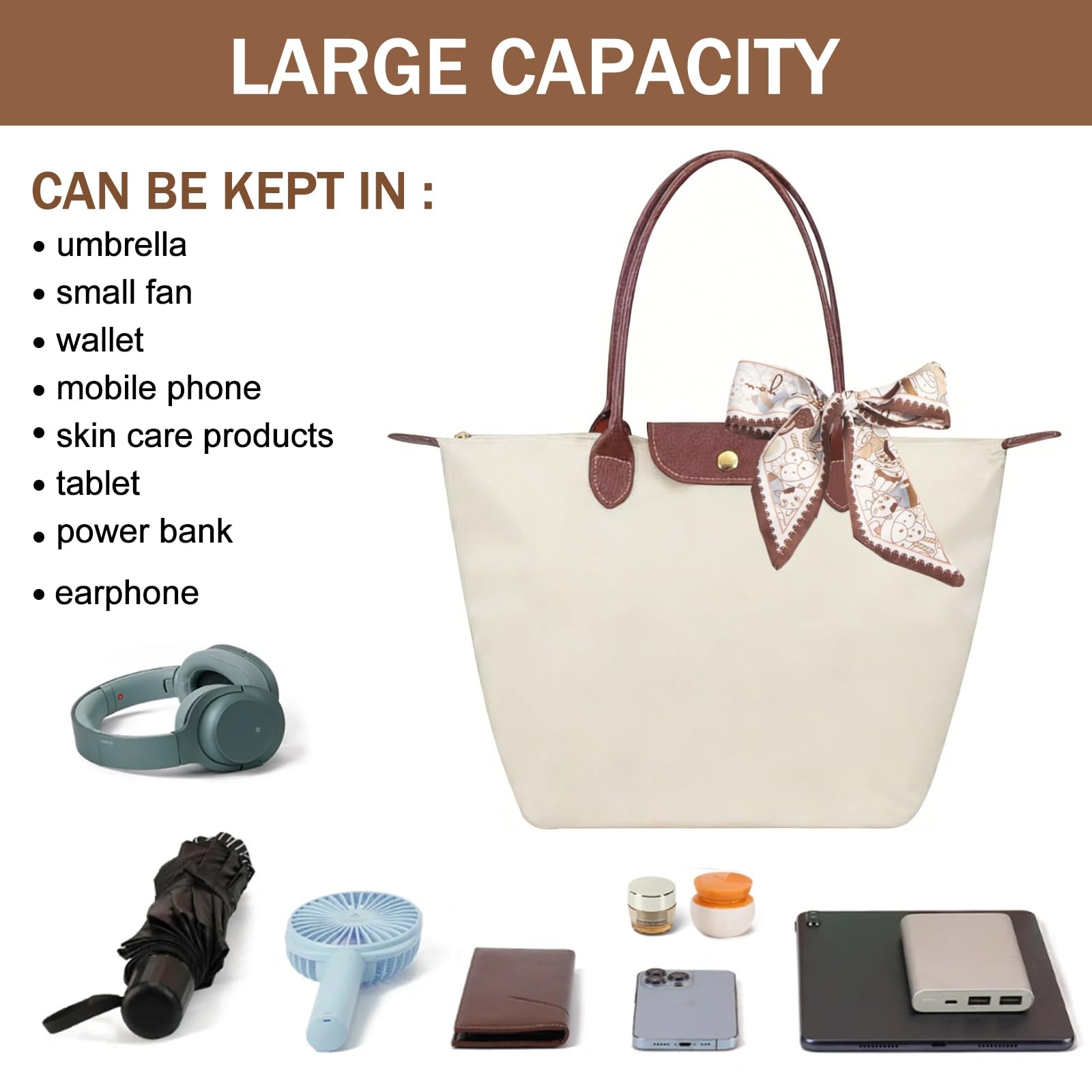 HTTDSLF Bolso de Hombro para Mujeres, Bolsa de Mano para Mujer, Bolso Universidad Trabajo, Liviano y Plegable, Bolsos de Grandes Capacidad para Viajar Desplazamientos Compras Playa — view 6