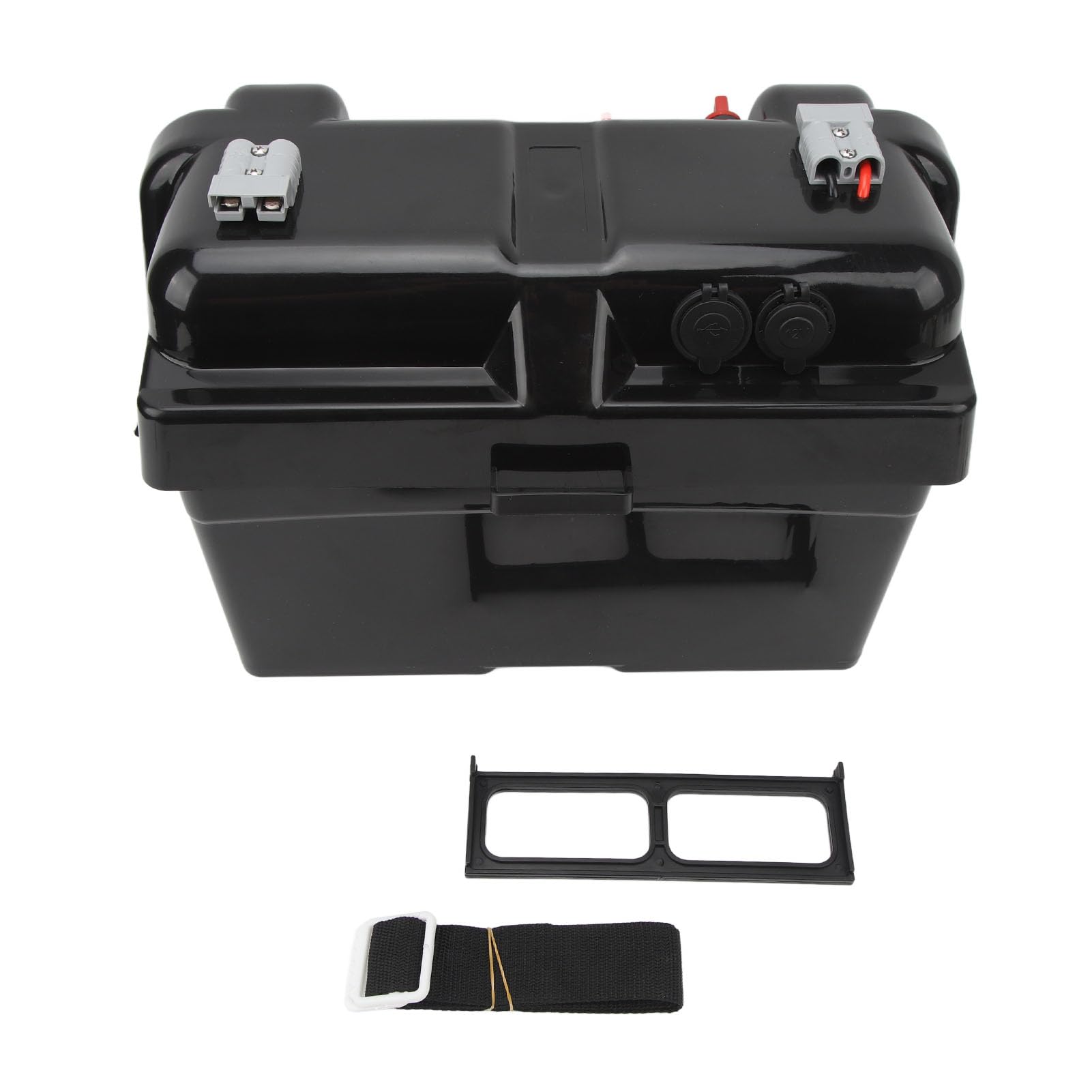 Batteria 100Ah 12V, Scatola Caricabatteria Marina Doppia Presa USB Connessione Rapida Indicatore Tensione Centro di Alimentazione Batteria del Motore Intelligente per SUV, ATV(BA850A)