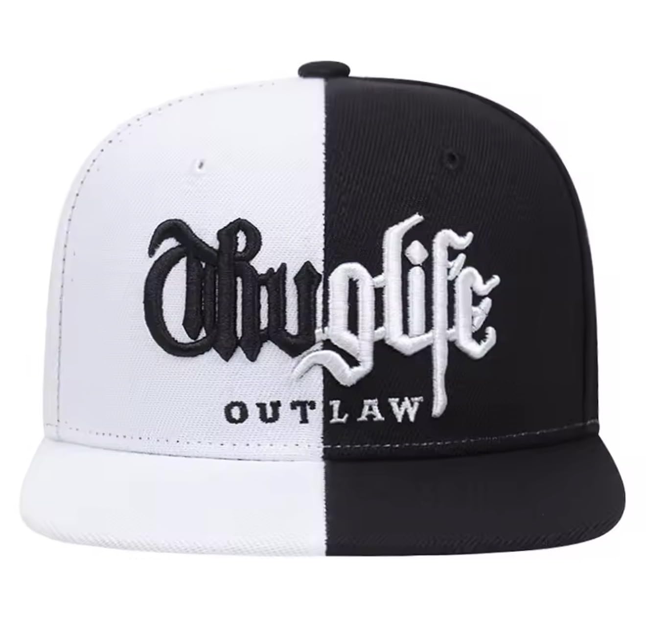 Thug Life Outlaw Snapback Hat, Embroidered 3D Logo, Flat Brim Baseball Cap, Hip Hop Street Style