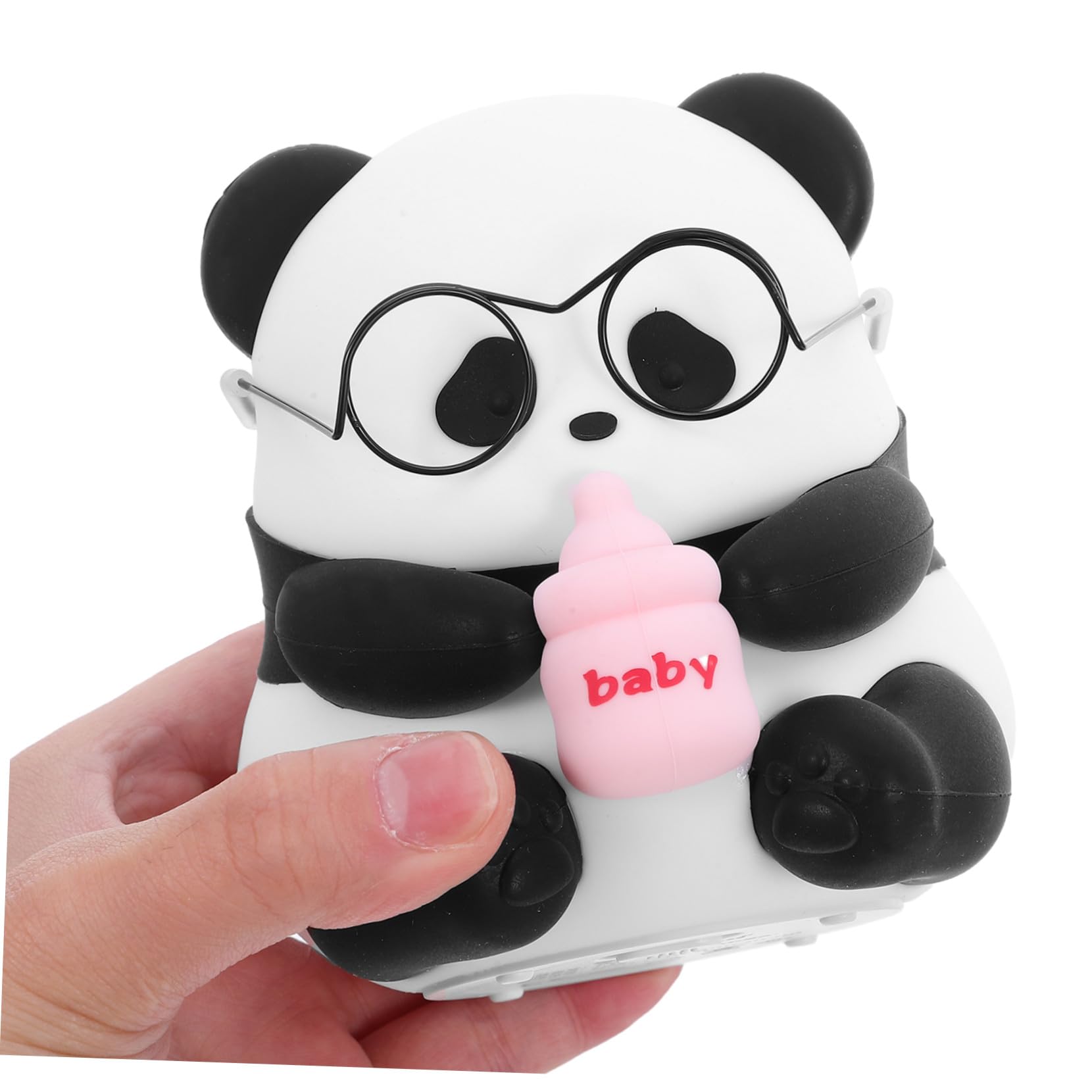Operitacx Luz de Noche Recargable de Silicona con Diseño de Panda Sentado Luz con LED de Lámpara Portátil para Habitación Infantil y Dormitorio de Bebés