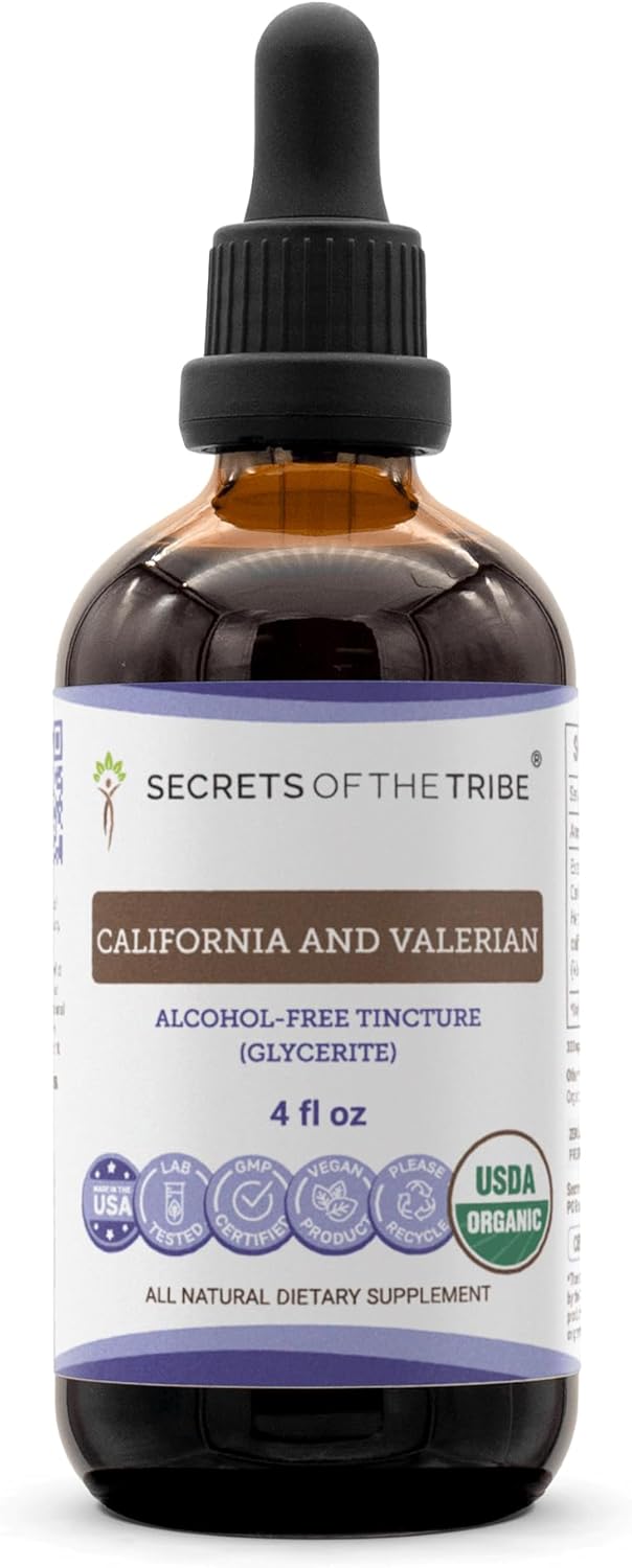 California and Valerian USDA Organic | Alcohol-Free Extract, Herbal Drops | Made from 100% Certified Organic California Poppy (Eschscholzia californica), Valerian Root (Valeriana officinalis) (4 oz)