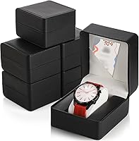 Noamus 6 Pack PU Leather Watch Gift Boxes - Premium Single Watch Storage Cases with Removable Pillows, Portable Travel Display for Men Women