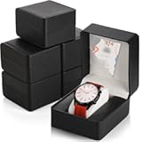 Noamus 6 Pack PU Leather Watch Gift Box&comma; Single Watch Storage Case with Removable Pillow&comma; Portable Black Wristwatch Display Box&comma; Premium Luxury Travel Pocket Watch Case for Men and Women