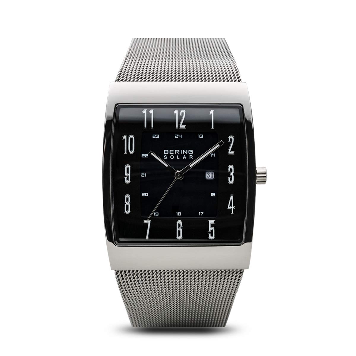 Men Analog Solar Collection Watch with Stainless Steel Strap and Sapphire Crystal, Grey, 33 mm