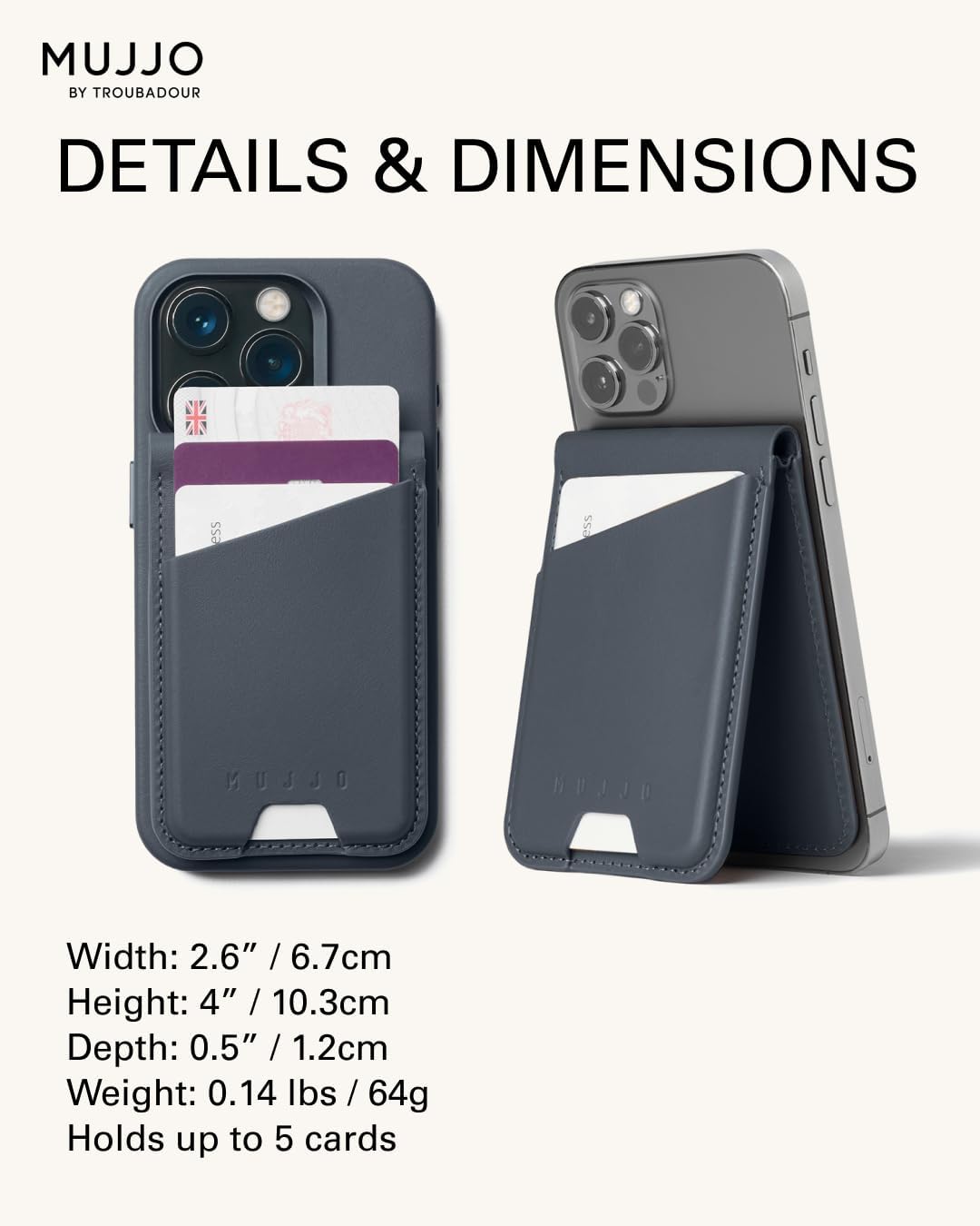 Mujjo Magsafe Compatible Leather Wallet Stand - Basalt Blue