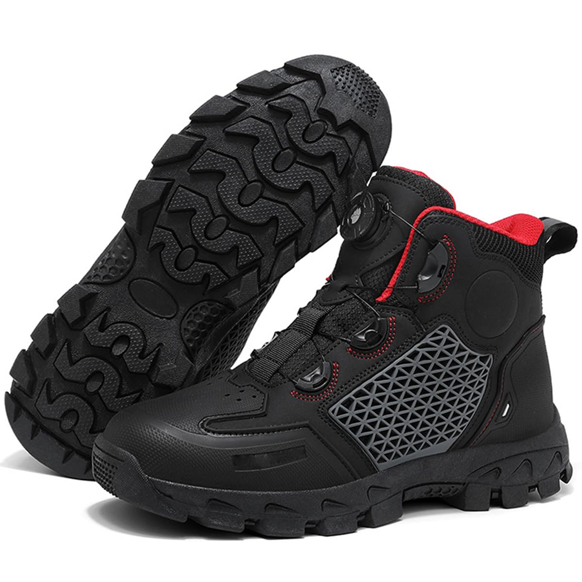 SDEQA Chaussure Moto Homme Femme, Bottes Moto Boucle Rotative Imperméables avec Cuir renforcé,Bracelets de Cheville