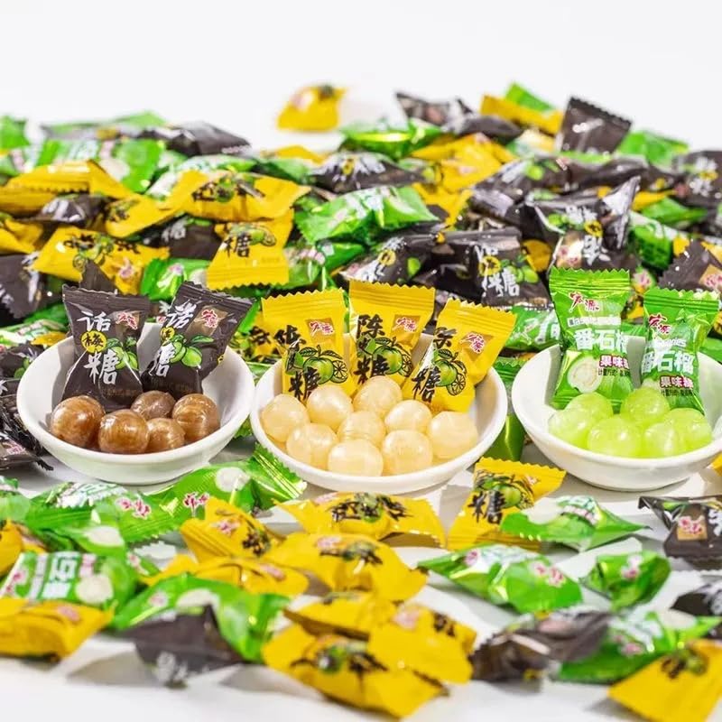 Chinese guava candy, orange and plum classic series hard candy, assorted flavor gift pack, instant fruit candies, healthy preserved fruits, mixed flavor sweet sugar, gummies (500g,3 Flavor Mix)
