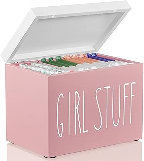 DRASTAR Tampon Holder for Bathroom, Pink Lady Stuff Box for Bathroom Acc...