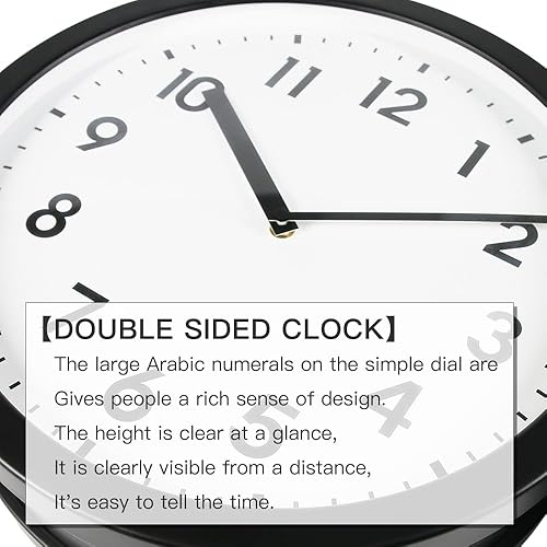 Miniatura 3 de BESTIME 66289A Reloj de pared de aluminio de doble cara de 15 pulgadas. Reloj de estación clásico de diseño minimalista hecho de aluminio,