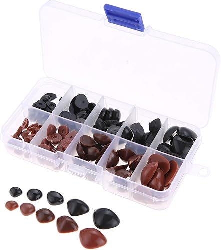 Yetaha 150 piezas de nariz de juguete de plástico, 5 tamaños de nariz triangular para animales de peluche, osos, perros, títeres de bricolaje,