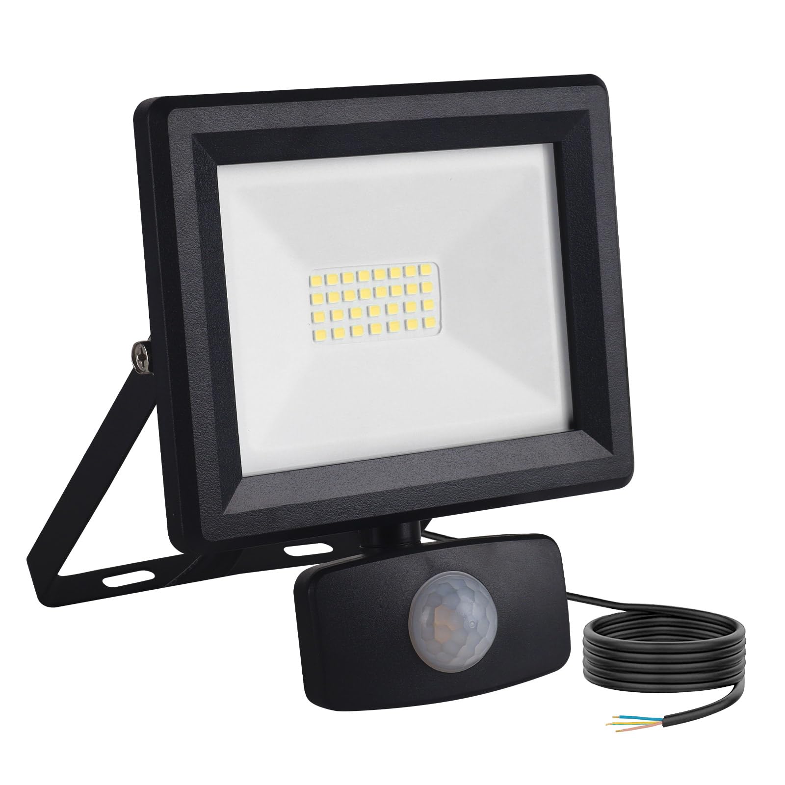lNGRIKT 20W Security Lights with Motion Sensor, Super Bright 2000 LM PIR Flood Light, IP65 Waterproof LED Sensor Floodlight Outdoor, 6500K Cool White for Garage Yard Garden Pathway, with 1.5M Wire [Energy Class F]