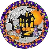 Placa redonda de metal de estaño rústica para decoración de pared de Halloween,