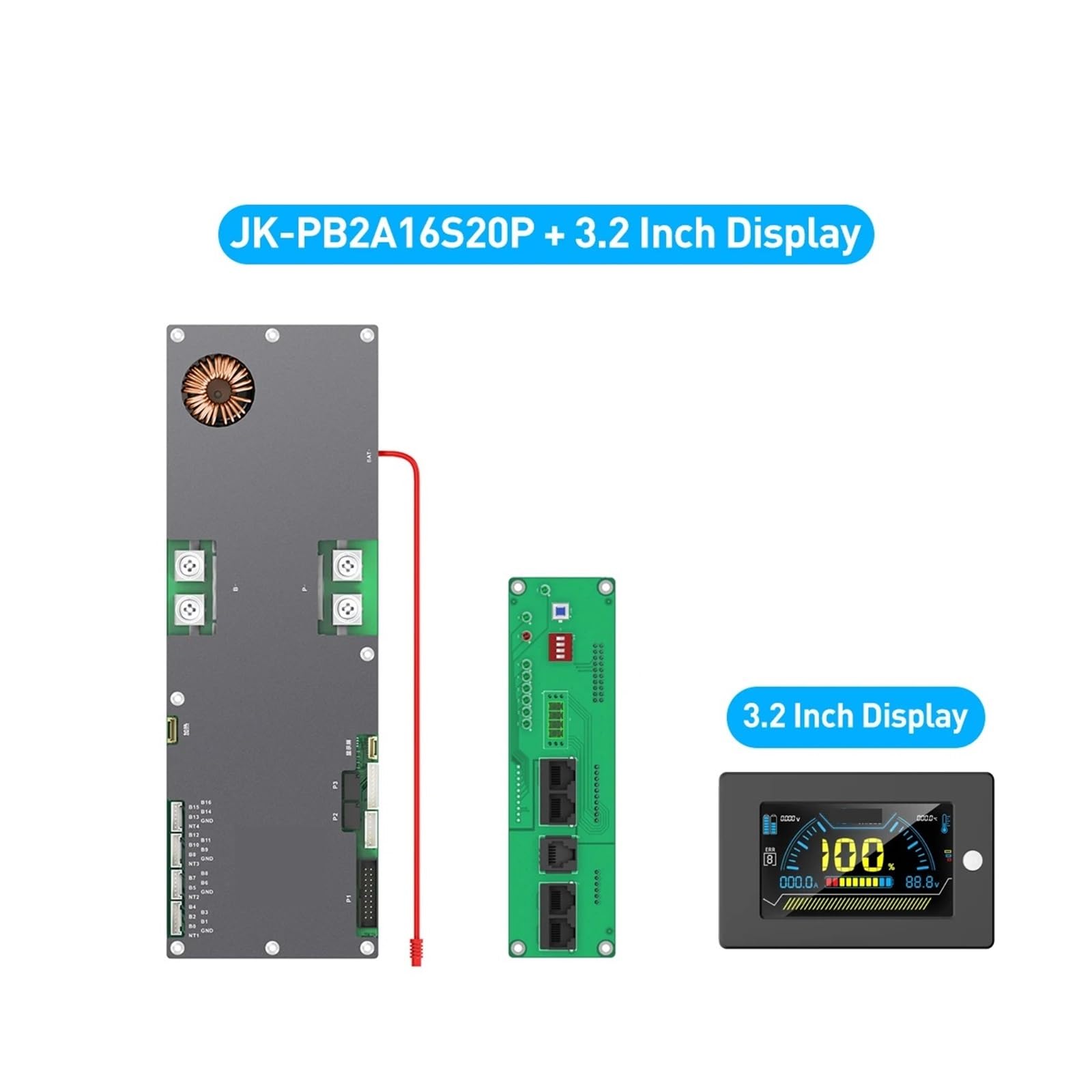 KACOME BMS Lithium Battery 4S 8S 24S 24V 48V 100A 200A Home Energy Inverter BMS Active Balancer 1A 2A(JK-PB2A16S20PX3.2)