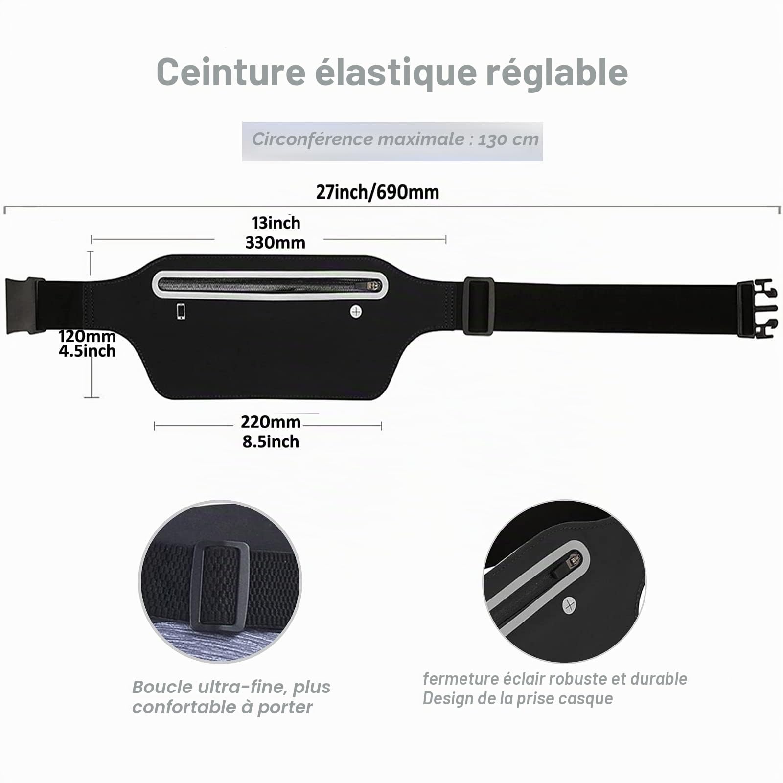 Carehabi Unisexe - Adulte Carehabi-hüfttasche Sac Banane, Noir, Taille Unique EU