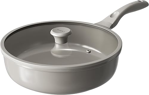 Redchef Sartén antiadherente recubierta de cerámica con tapa, sartén grande y profunda, lista para inducción, apta para lavavajillas, sin ácido