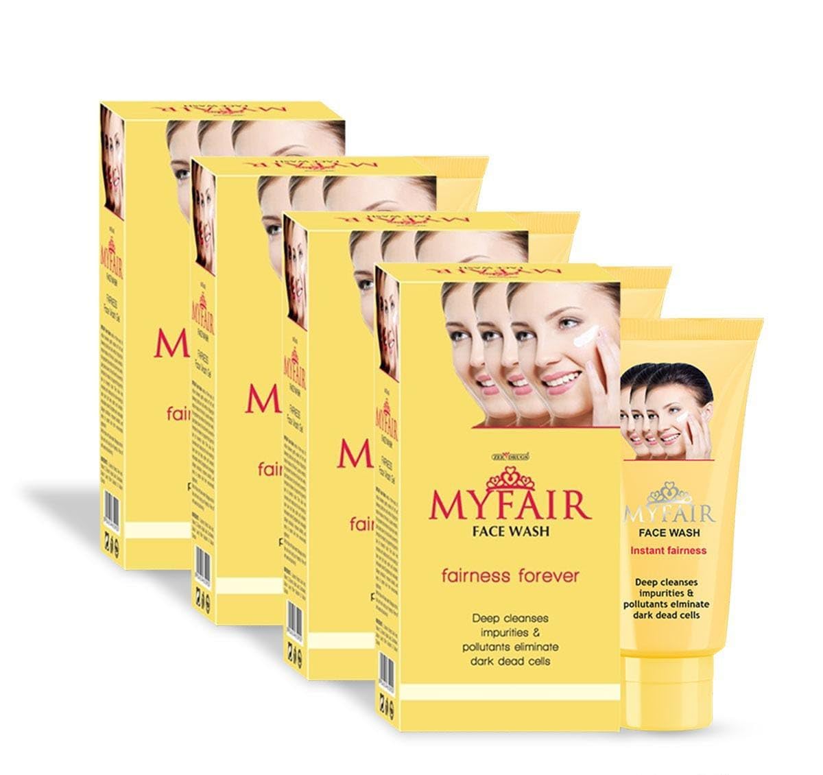 Fairness Facewash Dark Dead Cell Removal Deep Cleansing & Brightening Removes Dirt, Oil & Impurities Gentle & Hydrating formula Facewash for All Skin Types (60gm) - Pack of 04