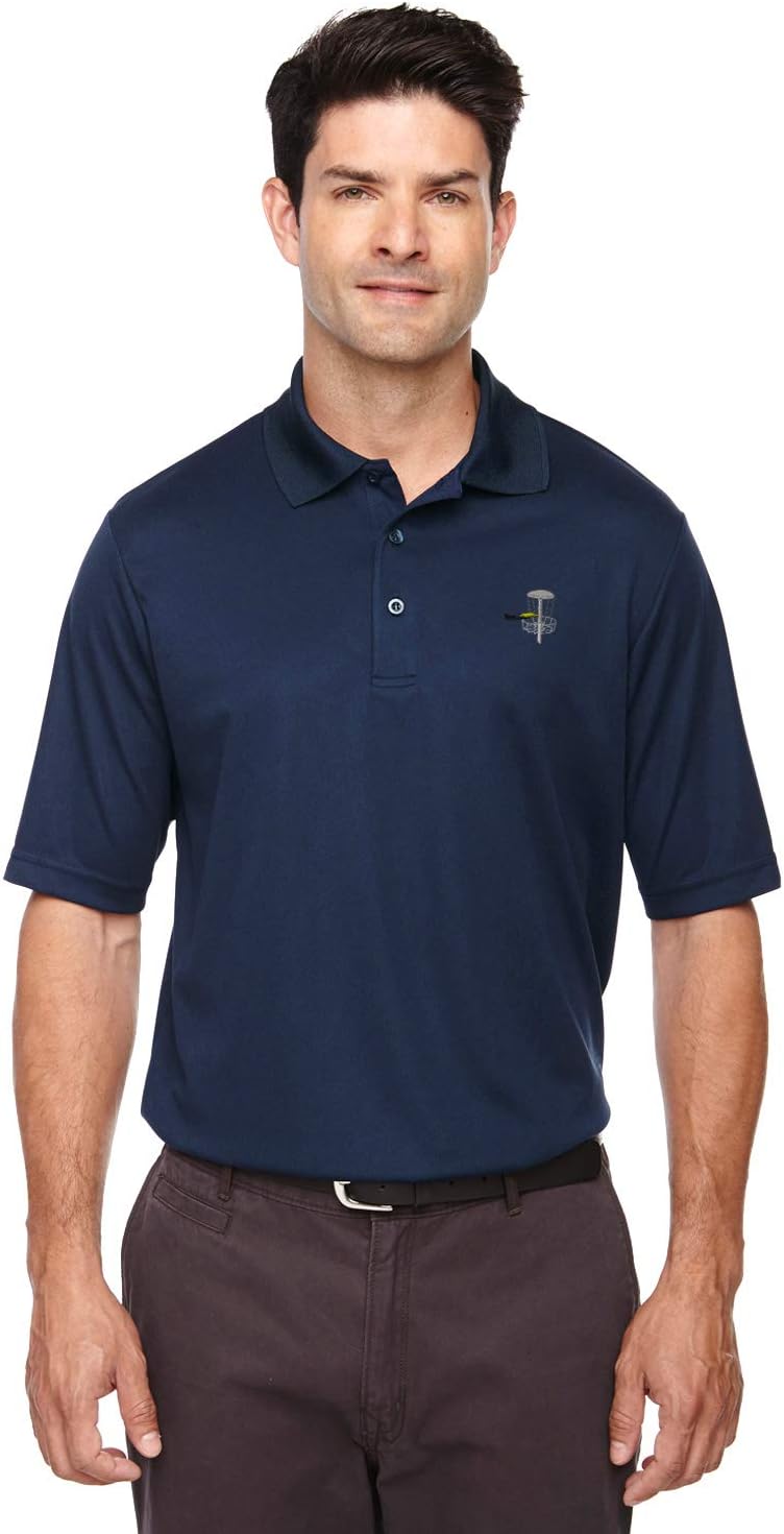 Speedy Pros Polo Performance Shirt Disc Golf Embroidery Design Polyester Golf Shirt for Men Navy X Large Design Only