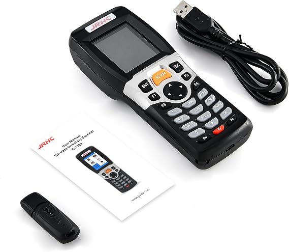 Wireless Barcode Scanner, JRHC Inventory Scanner Collector Portable Data Terminal Inventory Device USB Barcode Scanner 1D PDT with 2.2 Inch TFT Color LCD Screen for Store, Supermarket, Warehouse