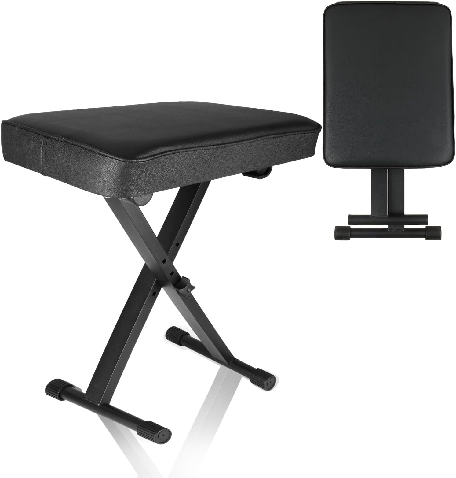 Keyboard Stool Piano Bench X-Style Padded Folding Piano Bench with High-density Sponges Non-skid Design(Black)