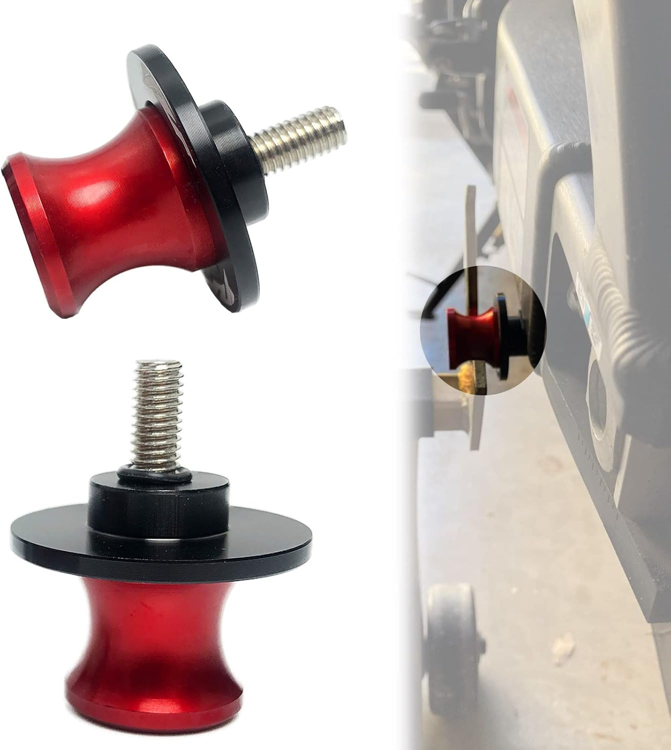 2PCS 6MM M6 X 1.5 Motorcycle Swingarm Sliders Spools CNC Aluminum Swing Arm Stand Screws Compatible with Yamaha YZF R1 R3 R6 R25 R125 R6S 600R 750R (Red)