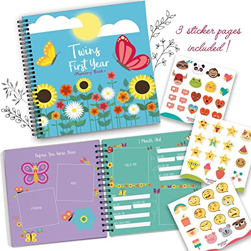 Image of Baby Memory Book for Twins - The Only Baby Keepsake Journal for Documenting Your Twin's First Year! - Butterfly Edition