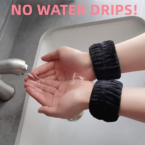 Miniatura 2 de 4 pulseras para lavar la cara, suaves y absorbentes de microfibra para lavar la cara, banda de muñeca para mujeres y niñas, banda de lavado de