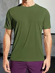 Camisetas masculinas de secagem rápida de manga curta de poliéster com absorção de umidade para treino, pesca, caminhada