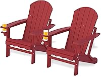 Vista 10 de Sillas plegables Adirondack, Silla Adirondack de plástico HDPE con mesa lateral, resistente a la intemperie, sin decoloración, para patio, hoguera