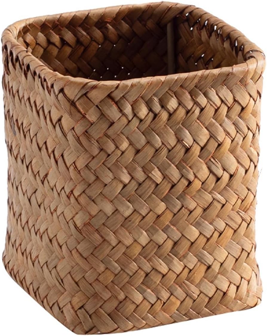 Desktop Woven Pen Holder Remote Control Stationery Storage Makeup Brush Bucket Decorative Floral Arrangement Baske