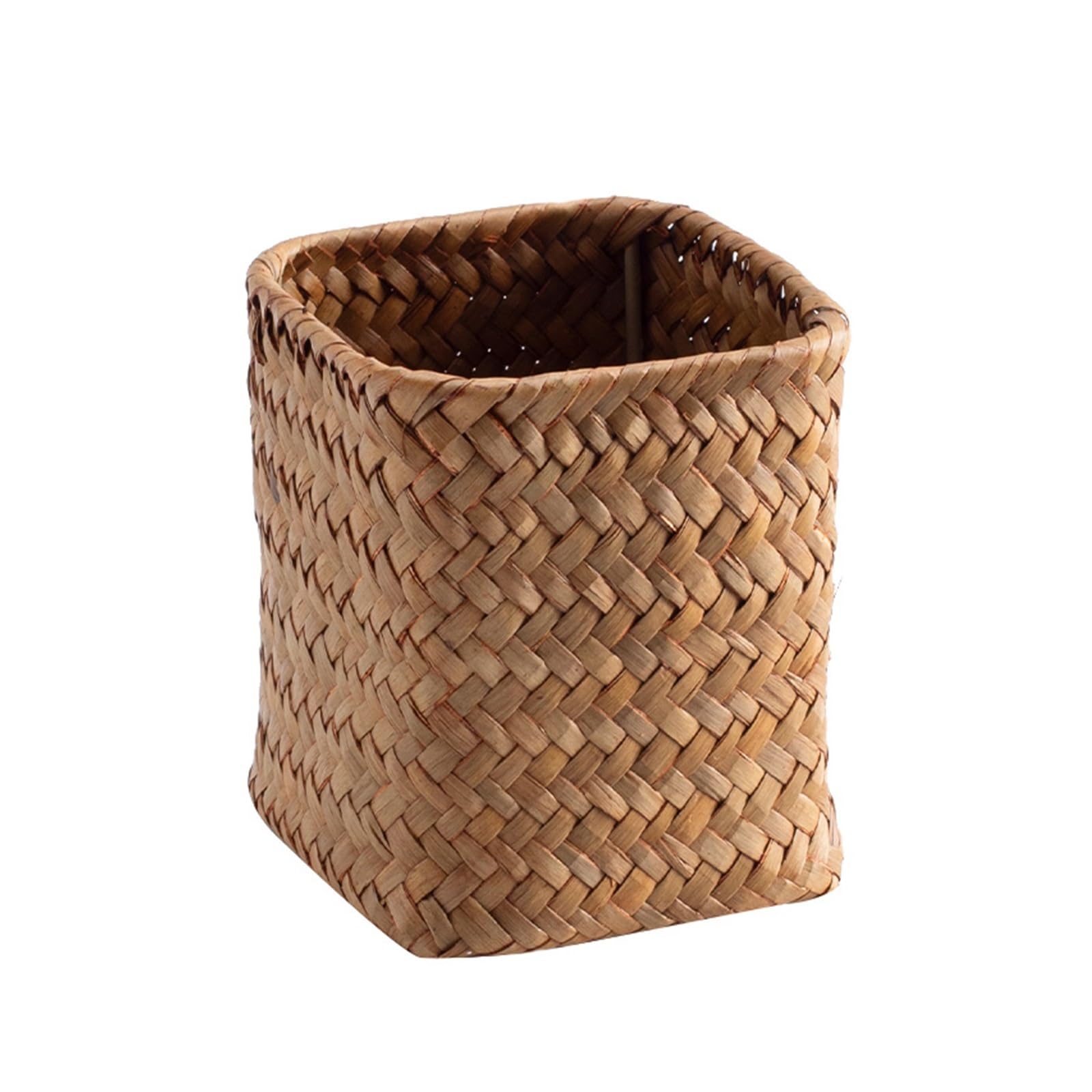 Rangement de papeterie en paille tressée pour organiser le salon